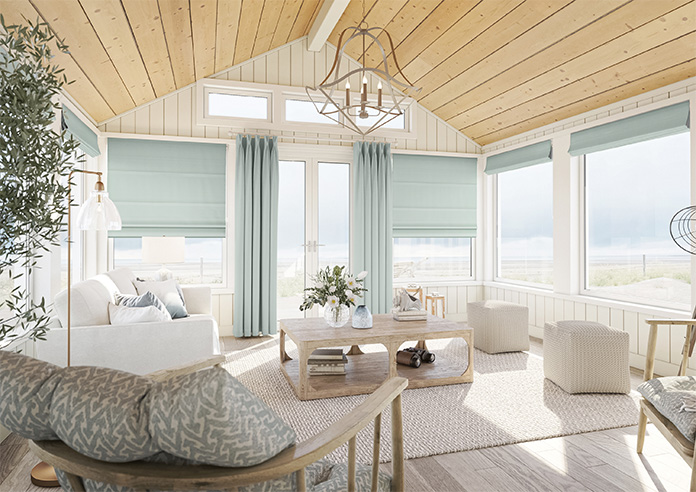 Soft Chevron, Blue Glacier - Motorised Roman Blind - Image 6